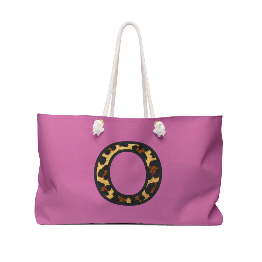 Leopard Initial Weekender Bag | Pink Monogram Tote