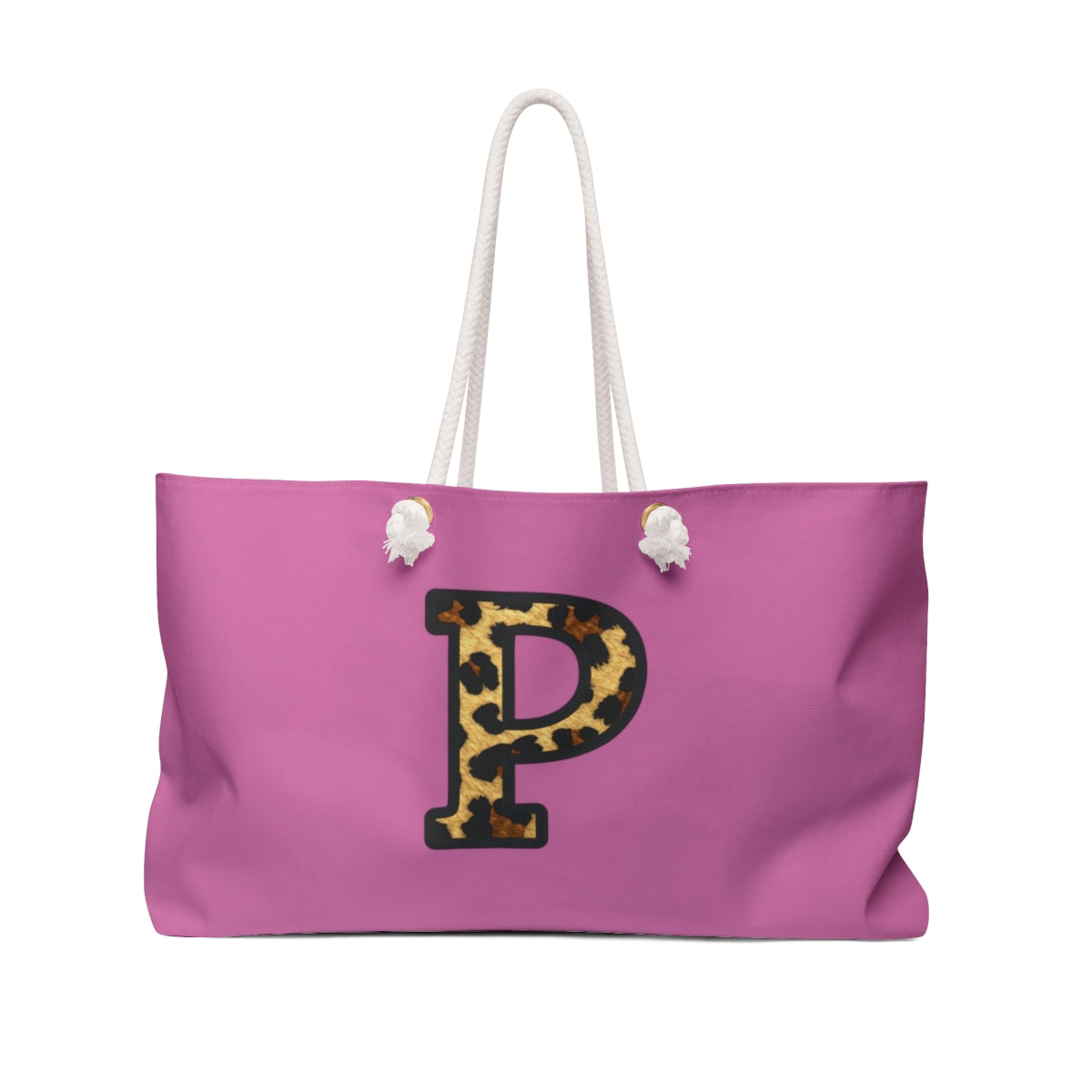Leopard Initial Weekender Bag | Pink Monogram Tote