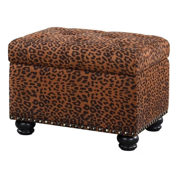 Pemberly Row Modern Storage Ottoman in Leopard 