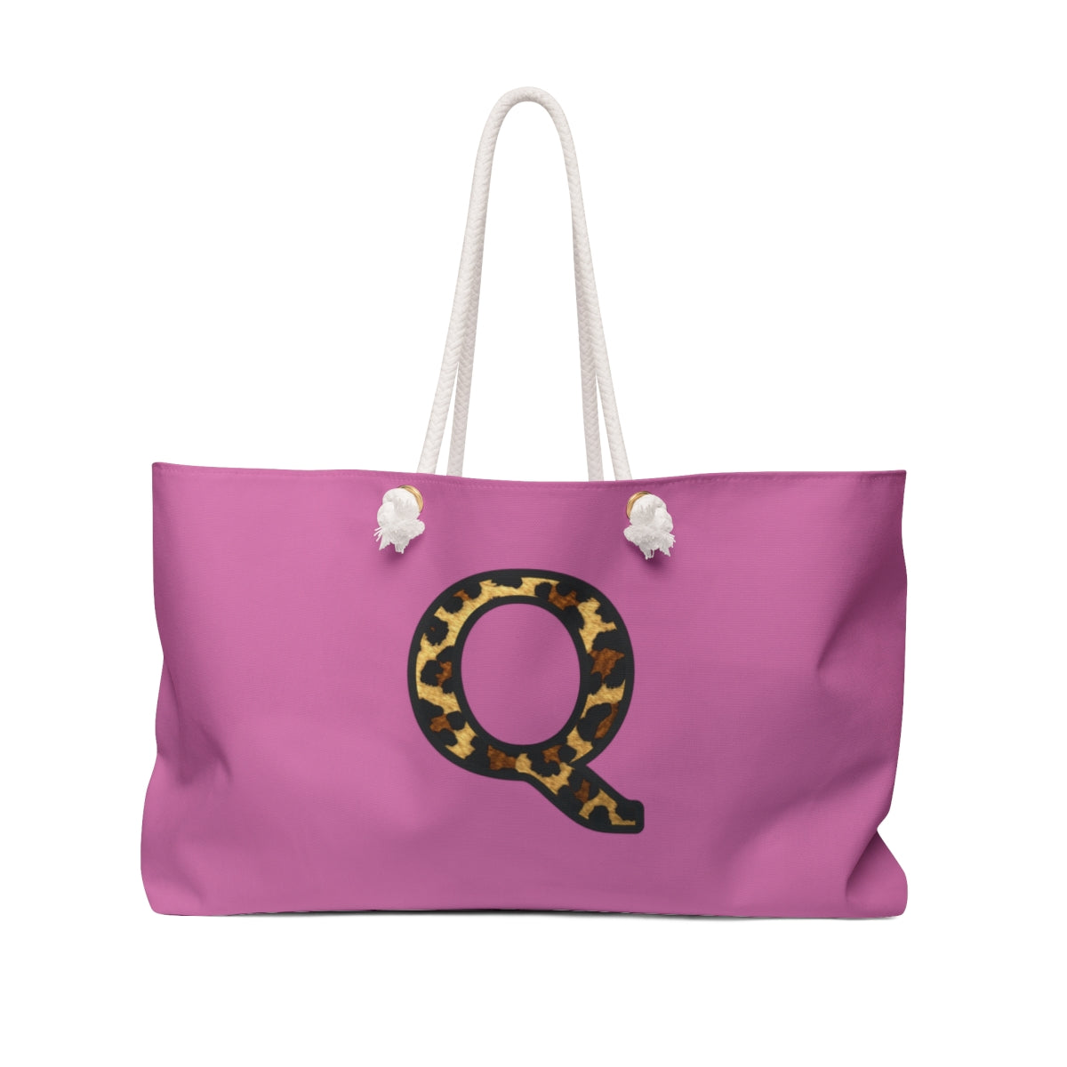 Leopard Initial Weekender Bag | Pink Monogram Tote