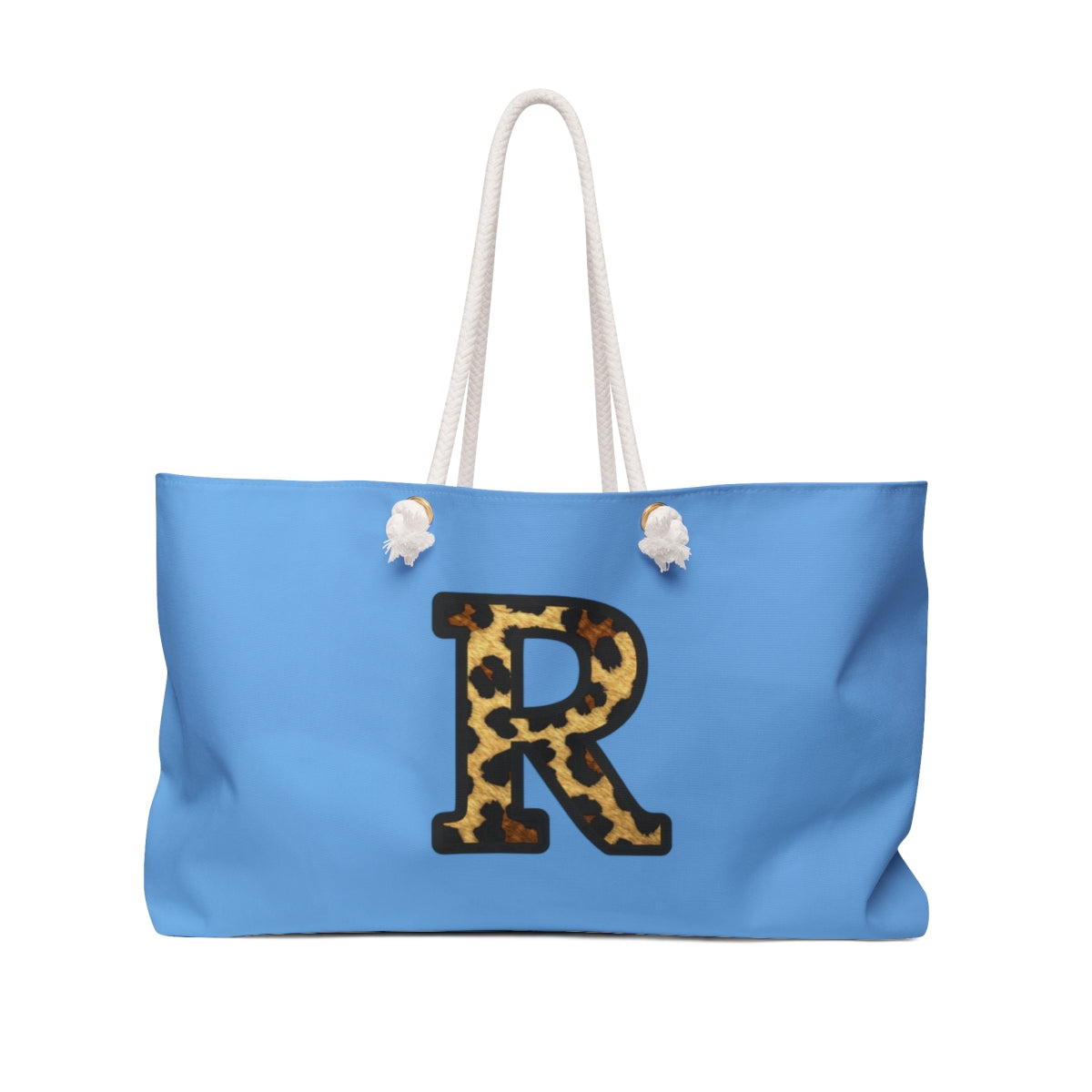 Leopard Initial Weekender Bag | Blue Monogram Tote