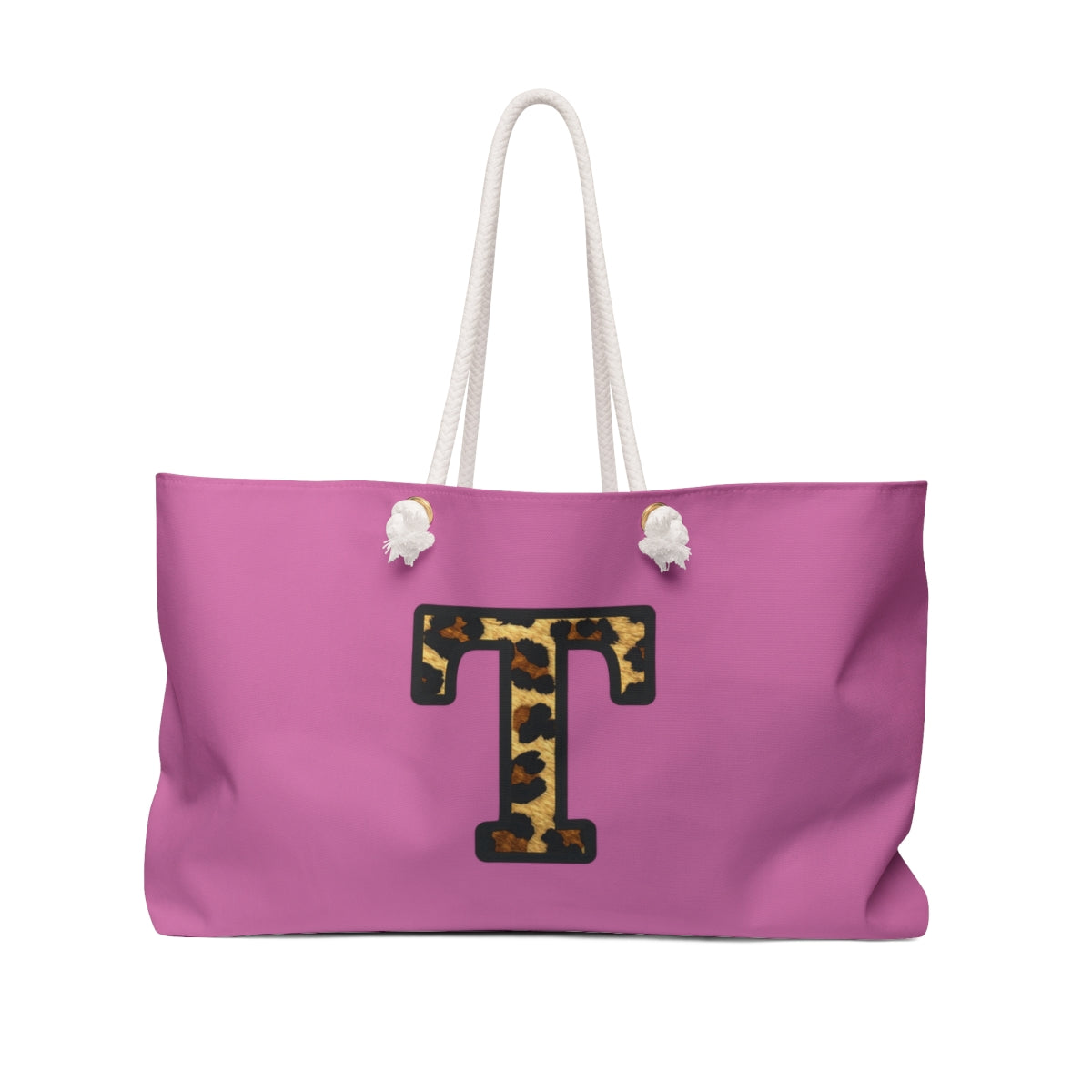 Leopard Initial Weekender Bag | Pink Monogram Tote