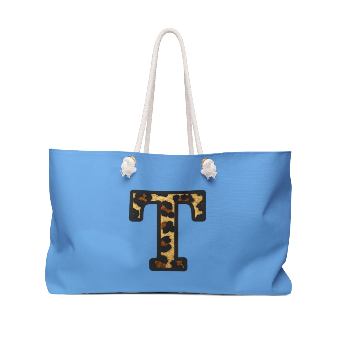 Leopard Initial Weekender Bag | Blue Monogram Tote