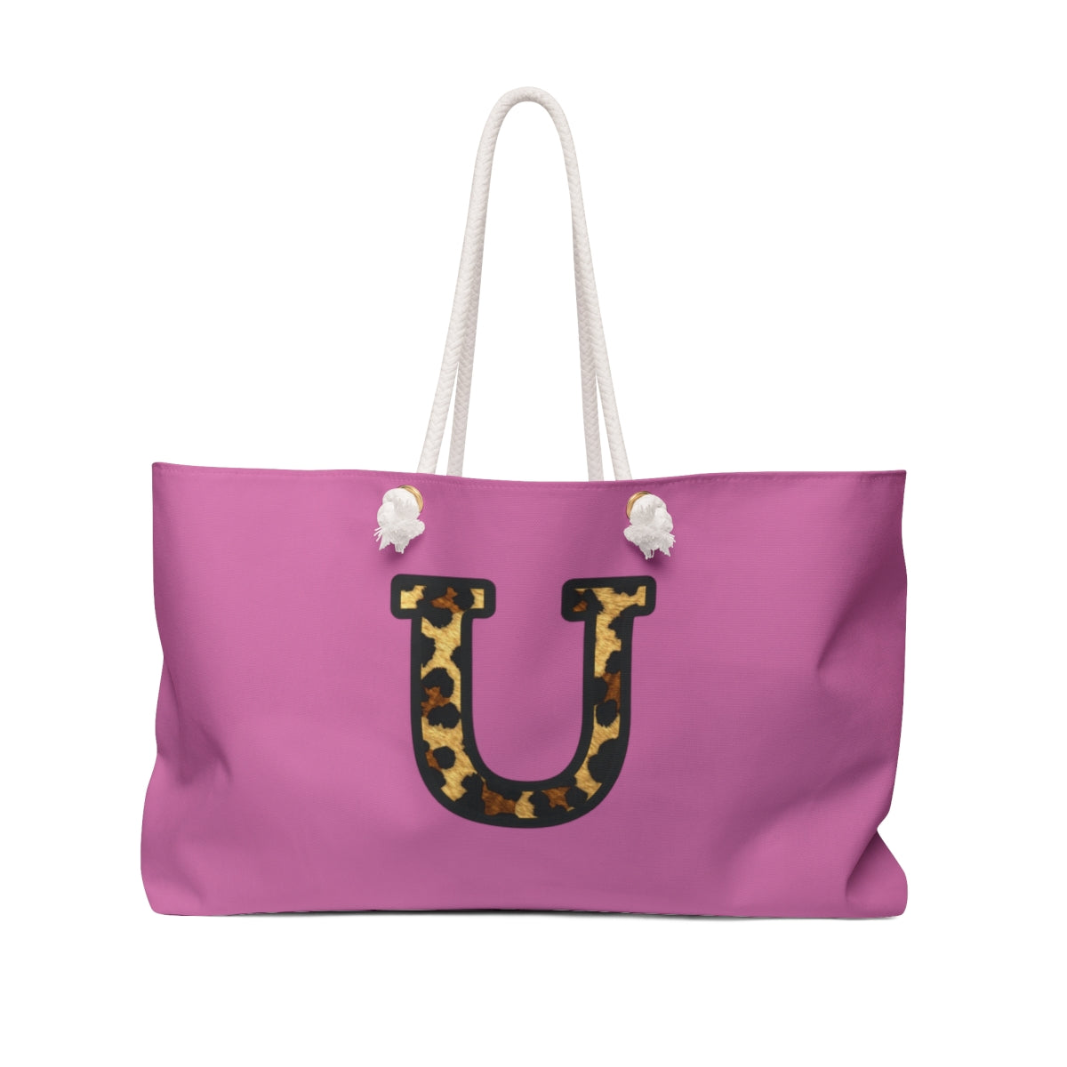 Leopard Initial Weekender Bag | Pink Monogram Tote