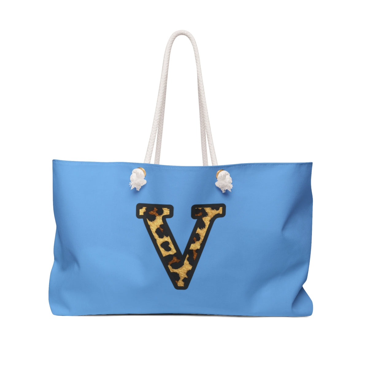 Leopard Initial Weekender Bag | Blue Monogram Tote